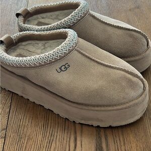 UGG Beige Suede Platform Booties
